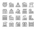 Factories icons. Factory and Industry line icon set. Vector illustration. Editable stroke. Royalty Free Stock Photo