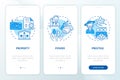 Factors of social stratification blue onboarding mobile app screen