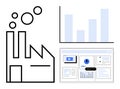 Factory with Analytics Tools and Growth Chart Representing Industrial Data Monitoring and Efficiency Royalty Free Stock Photo