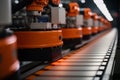 Factory assembly line. A mechanized industrial robot arm AI Generation