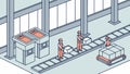 Factory assembly line with workers, efficient production, vector design Generative AI Royalty Free Stock Photo