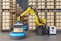Factory Automation with AGV robot and robotic arm in transportation Royalty Free Stock Photo