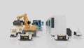 Factory Automation with Automated Guided Vehicle and robotic arm