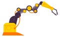 Factory automation. Mechanical manipulator. Electronic robot arm