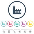 Factory building flat color icons in round outlines Royalty Free Stock Photo