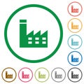 Factory building flat icons with outlines Royalty Free Stock Photo