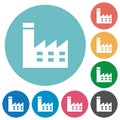 Factory building flat round icons Royalty Free Stock Photo