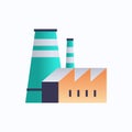 Factory building icon industrial plant with pipes and chimney power station environment and energy element oil industry Royalty Free Stock Photo