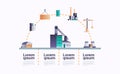 Factory building icon infographic template plant with pipes and chimney power station extraction production and Royalty Free Stock Photo