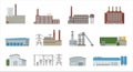 Factory building icon vector set in flat style