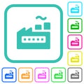 Factory building solid vivid colored flat icons Royalty Free Stock Photo