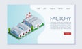 Factory building vector webpage template. Concept of perfect manufactory plant. Creative isometric illustration for