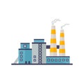 Factory buildings, smoke and fumes pollution from tower chimney Royalty Free Stock Photo