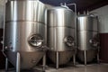 industry steel tank stainless container alcohol drink production factory aluminum. Generative AI. Royalty Free Stock Photo