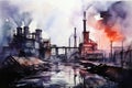 Factory chimney energy plant refinery pollution industrial production ecology smoke