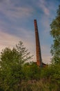 Factory with a chimney in the forest. Royalty Free Stock Photo