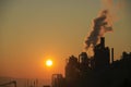 Factory chimney smoking, heavy black smoke on the sky. ecology problems Royalty Free Stock Photo