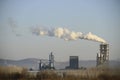 Factory chimney smoking, heavy black smoke on the sky. ecology problems Royalty Free Stock Photo