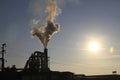 Factory chimney smoking, heavy black smoke on the sky. ecology problems Royalty Free Stock Photo