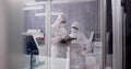 Factory Clean Room Laboratory. Industrial Engineer Royalty Free Stock Photo