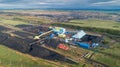 Factory coal mining above aerial export industry