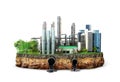 Factory. The concept of global disaster. Earth with geological soil cross section Royalty Free Stock Photo