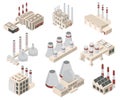Factory Constructions or Buildings Sign 3d Icon Set Isometric View. Vector Royalty Free Stock Photo