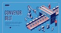 Factory conveyor belt landing page. Robotic arms.