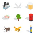Factory district icons set, isometric style Royalty Free Stock Photo