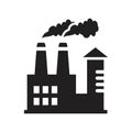 Factory eco power plants industrial icon template black color . Factory eco power plants industrial icon symbol Flat