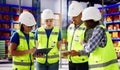 Factory Engineers Meeting. Checking Warehouse Facility Royalty Free Stock Photo
