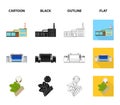 Factory, enterprise, buildings and other web icon in cartoon,black,outline,flat style. Textile, industry, fabric icons Royalty Free Stock Photo