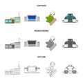 Factory, enterprise, buildings and other web icon in cartoon,outline,monochrome style. Textile, industry, fabric icons Royalty Free Stock Photo