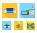 Factory, enterprise, buildings and other web icon in flat style. Textile, industry, fabric icons in set collection. Royalty Free Stock Photo