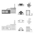 Factory, enterprise, buildings and other web icon in outline,monochrome style. Textile, industry, fabric icons in set Royalty Free Stock Photo