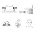 Factory, enterprise, buildings and other web icon in outline style. Textile, industry, fabric icons in set collection. Royalty Free Stock Photo