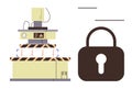 Factory Equipment with Closed Padlock Highlighting Data Security and System Protection Royalty Free Stock Photo