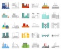 Factory and facilities cartoon,outline icons in set collection for design. Factory and equipment vector symbol stock web Royalty Free Stock Photo