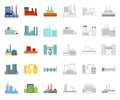 Factory and facilities cartoon,outline icons in set collection for design. Factory and equipment vector symbol stock web Royalty Free Stock Photo