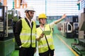 Factory female worker report to manager Royalty Free Stock Photo