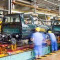 Factory floor, car production lines. Royalty Free Stock Photo