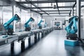 factory floor with cobots performing simple tasks side by side with human workers Royalty Free Stock Photo