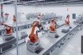 a factory of the future, where automated systems and robots work in tandem with human employees