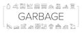Factory Garbage Waste Collection Icons Set Vector .
