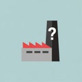 Factory icon illustration on a light blue background. Features a gray rectangular Royalty Free Stock Photo