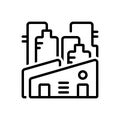 Black line icon for Factory, plant and manufacturing Royalty Free Stock Photo