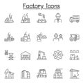 Factory & Industrial icons set in thin line stlye