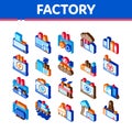 Factory Industrial Isometric Icons Set Vector Royalty Free Stock Photo