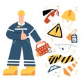 Factory industrial Worker with with safety equipment clipart