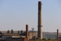 Factory industrial zone of the plant with huge pipes